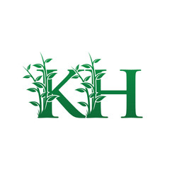Green Leaf KH Letter Logo