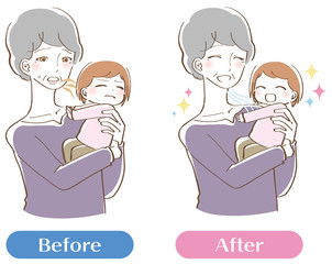 口臭が臭い叔母 女性 イラスト　セット