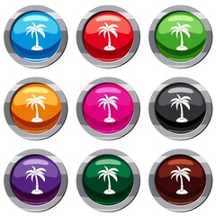 Palm set icon isolated on white. 9 icon collection vector illustration
