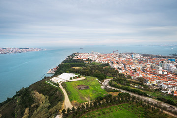 Fototapeta na wymiar Lisbon city seen from above on a sunny day, Portugal, Europe