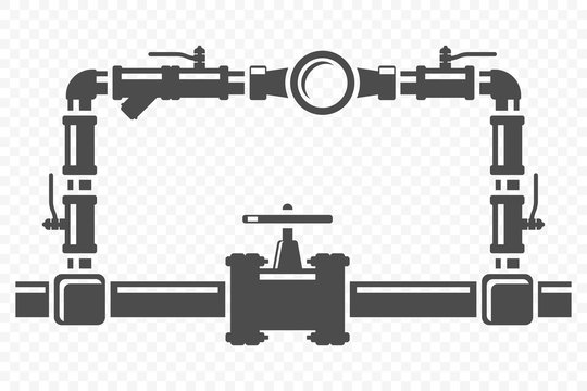 Icon for the bypass system of the water meter unit. Vector on transparent background