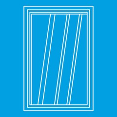 White window frame icon blue outline style isolated vector illustration. Thin line sign