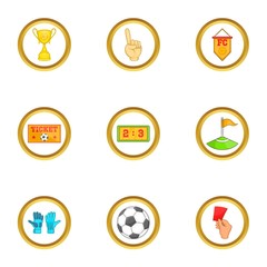 Football tournament icons set. Cartoon set of 9 football tournament vector icons for web isolated on white background
