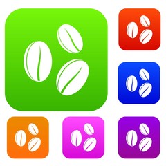 Coffee beans set icon in different colors isolated vector illustration. Premium collection