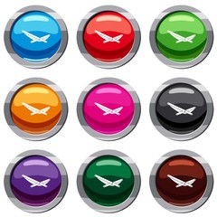 Beach chaise set icon isolated on white. 9 icon collection vector illustration