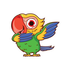cartoon parrot dubbing with a funny bold expression