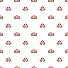 Lotus flower pattern in cartoon style. Seamless pattern vector illustration