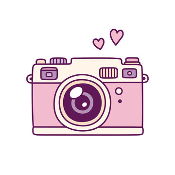 Pink retro photo camera