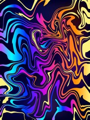 Gradient liquid abstract background. Rainbow fluid concept backdrop, oil spill on black. Vertical cover templates. Beautiful vector illustration, print, creative poster.