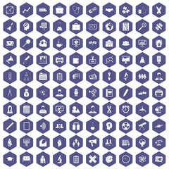 Fototapeta na wymiar 100 seminar icons set in purple hexagon isolated vector illustration