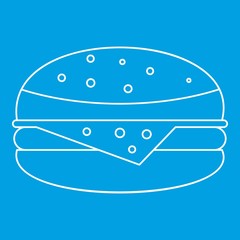 Burger icon blue outline style isolated vector illustration. Thin line sign