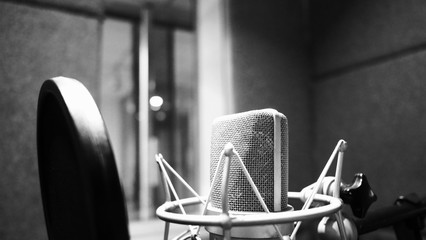 Studio microphone or mic for recording for vocal singer or commercial announcer with shock mount...