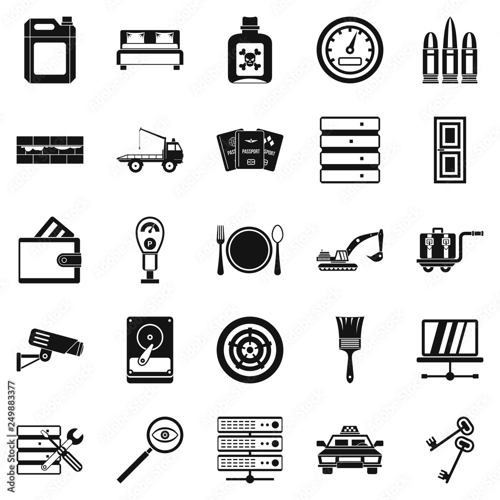 Poster keys icons set. simple set of 25 keys vector icons for web isolated on white background
