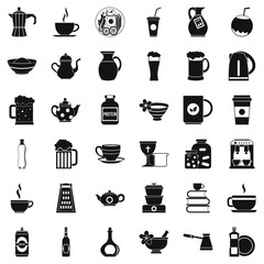 Tableware icons set. Simple style of 36 tableware vector icons for web isolated on white background