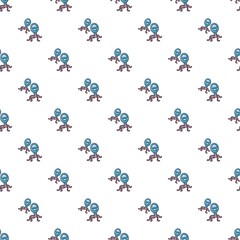 Blue bacteria pattern in cartoon style. Seamless pattern vector illustration