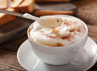 Cup of cappuccino coffee