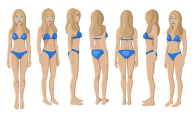 Vector Illustration of Smiling Women in Bikini