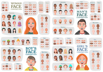 Woman, Man, Girl, Boy Character Constructors - obrazy, fototapety, plakaty