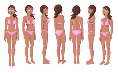 Vector Illustration of Smiling Women in Bikini