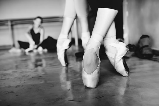 Beautiful ballerina rehearsal in ballet class