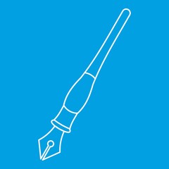 Ink pen icon blue outline style isolated vector illustration. Thin line sign