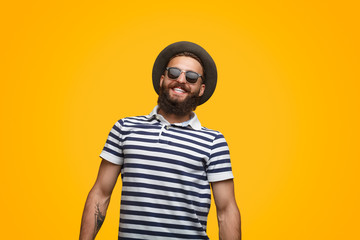 Cheerful man in stylish outfit