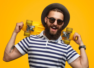 Bearded guy with skateboard