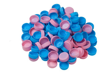 plastic caps isolated on white background