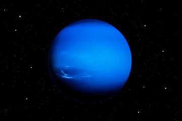 3d rendering of Neptune planet with deep space background. Surface texture furnished by NASA.
