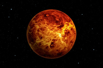 Naklejka premium 3d rendering of Venus planet with deep space background. Surface texture furnished by NASA.
