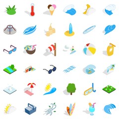 Big water icons set. Isometric style of 36 big water vector icons for web isolated on white background