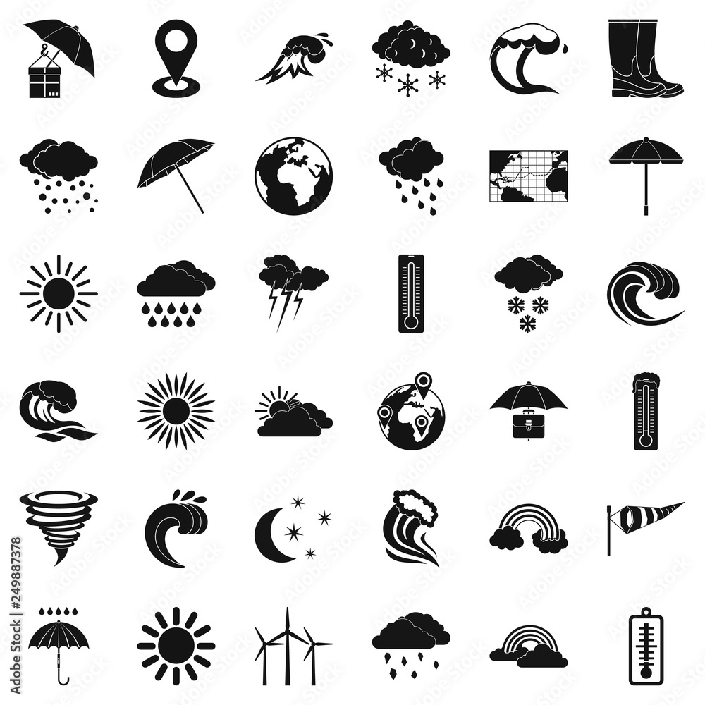 Wall mural cold weather icons set. simple style of 36 cold weather vector icons for web isolated on white backg