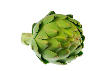 close up on artichoke isolated on white background