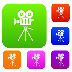 Camcorder set icon in different colors isolated vector illustration. Premium collection