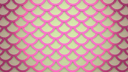 Pink fish scaly marine background 3D illustration