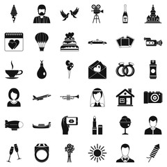 Great wedding icons set. Simple style of 36 great wedding vector icons for web isolated on white background
