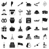 Autumn wine icons set. Simple style of 36 autumn wine vector icons for web isolated on white background