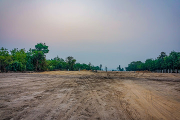 Empty land in the twilight time.