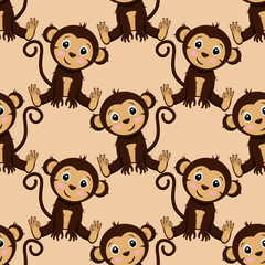seamless pattern with sitting monkey - vector illustration, eps