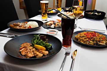 sushi, chinese food menu, food plates