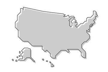 United States of America map . Modern simple line style . Vector .