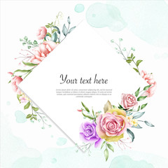 watercolor floral frame background