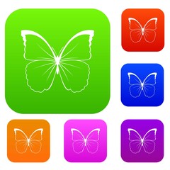 Butterfly set icon in different colors isolated vector illustration. Premium collection