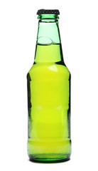 Glass beer green bottle isolated on white background