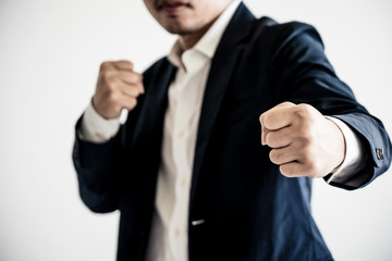 Business Fighting to success Concept. Businessman with fighting pose.