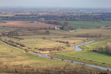 Looking out over the Sussex countryside near Lewes, towards the River Ouse and Hamsey Church
