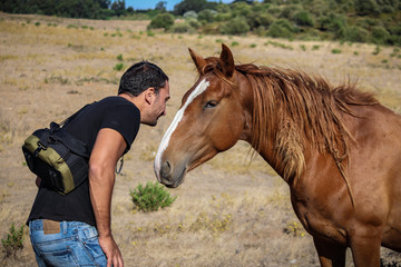 Friendship of a man and a horse
