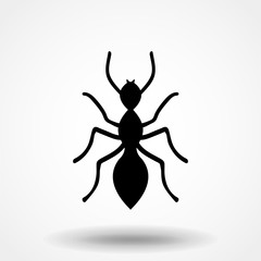 Ant icon or logo - vector simple black insect symbol