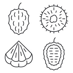 Soursop icons set. Outline set of soursop vector icons for web design isolated on white background