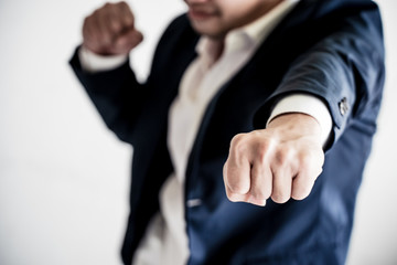 Business Fighting to success Concept. Businessman with fighting pose.
